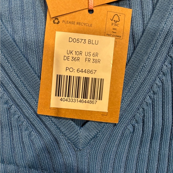 Boden Angled Empire Knitted Dress Porcelain Blue $160.00 NEW - Picture 9 of 10